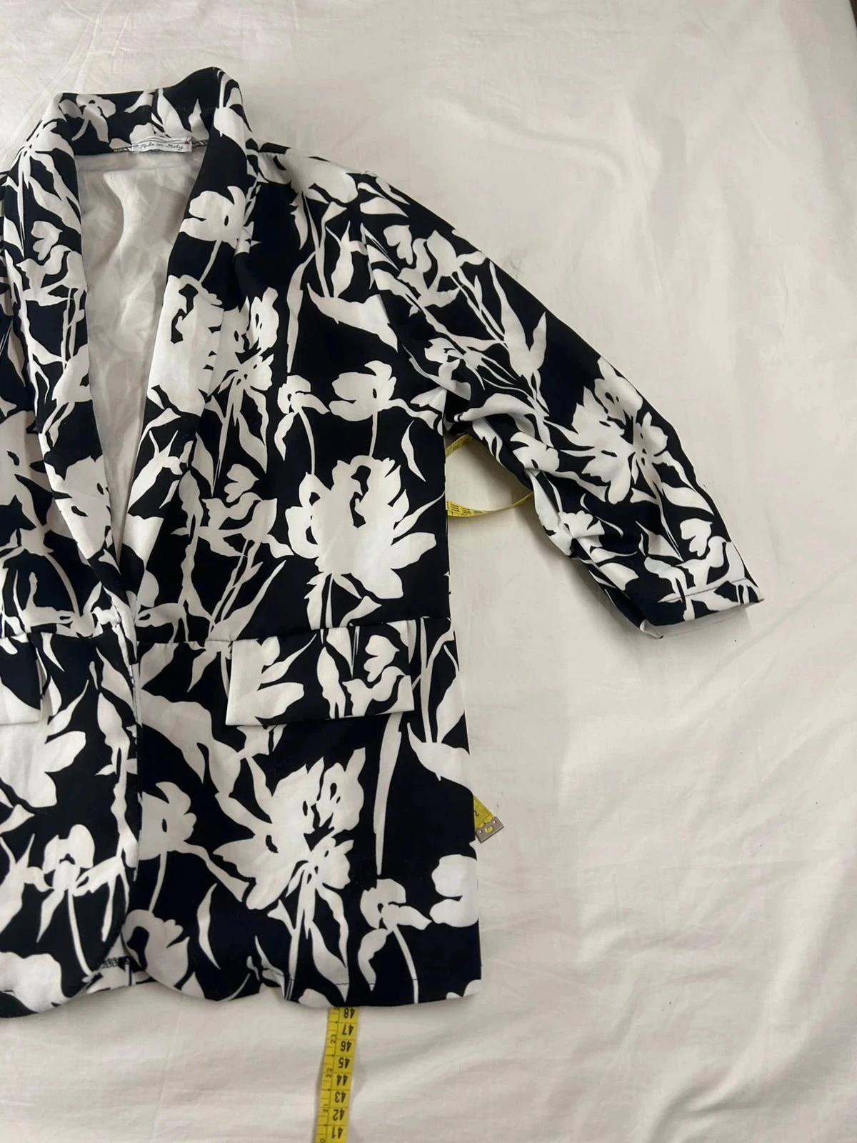 Vintage made in Italy black and white patterned viscose shirt jacket – photo 4
